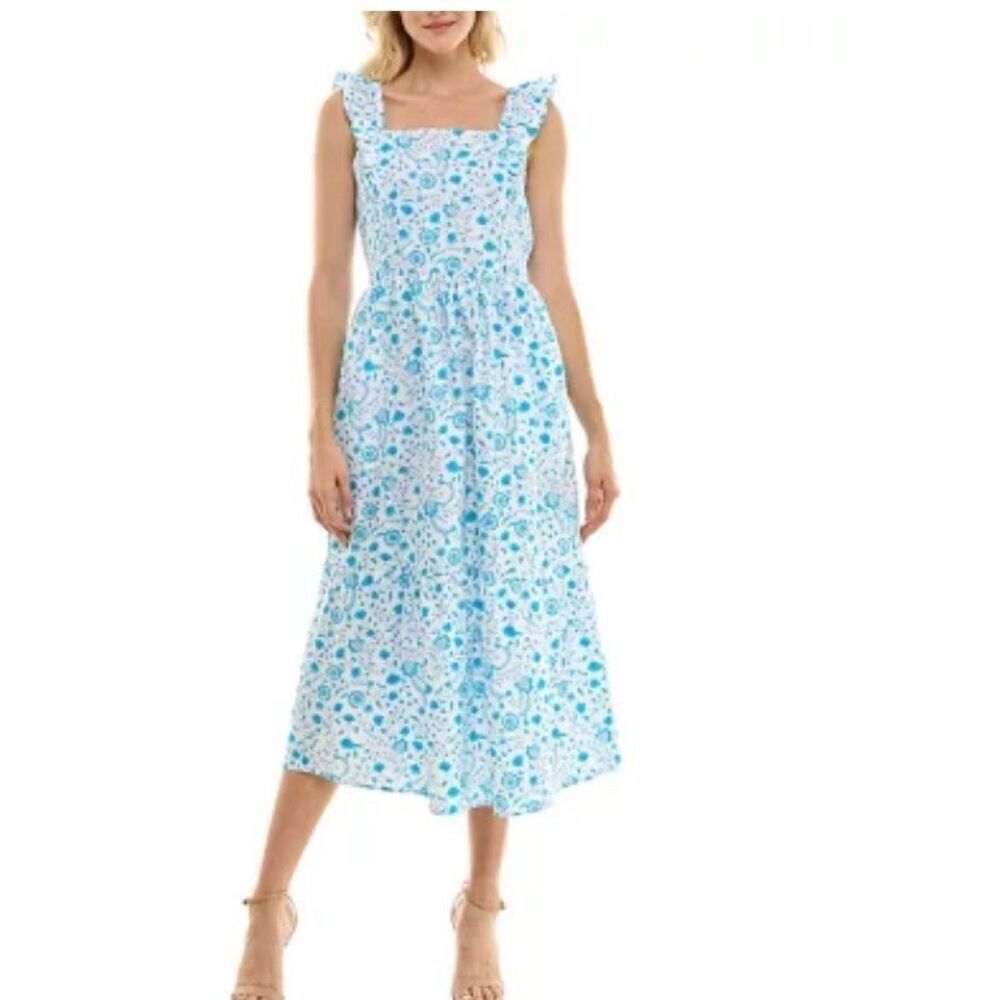 Draper James Blue and White Floral Maxi Dress